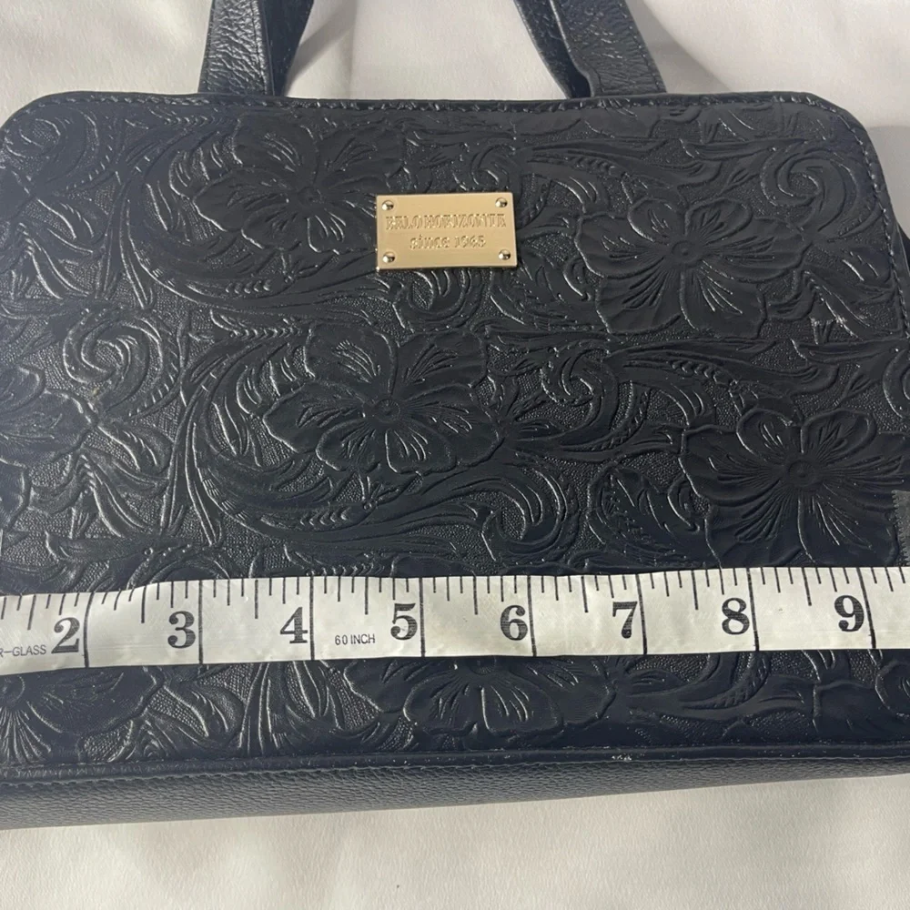 Elegant Black Floral Embossed Shoulder Bag